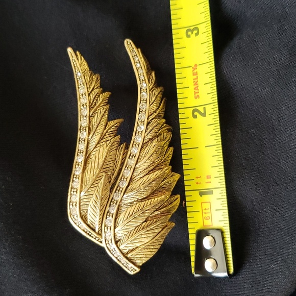 Angel wings gold and diamond large chunky ring w stretchy band signed - Picture 11 of 11